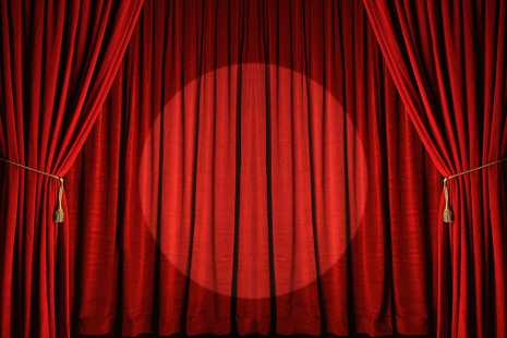 stage curtains with spotlight