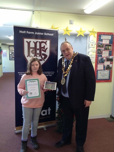 Photograph features the winner Elise Howe along with Rochford District Chairman Cllr Mike Steptoe.